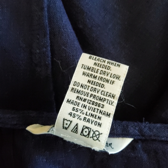 Indigo Rein Linen Blend Split Open Back Tank Top Navy Blue New - Picture 9 of 11